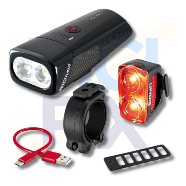 Set de luces SIGMA BUSTER 1100 + RL 150 USB-C con luz de freno – 19870